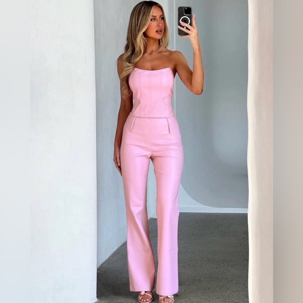 Tiger Mist Blush Pink Strapless Jumpsuit